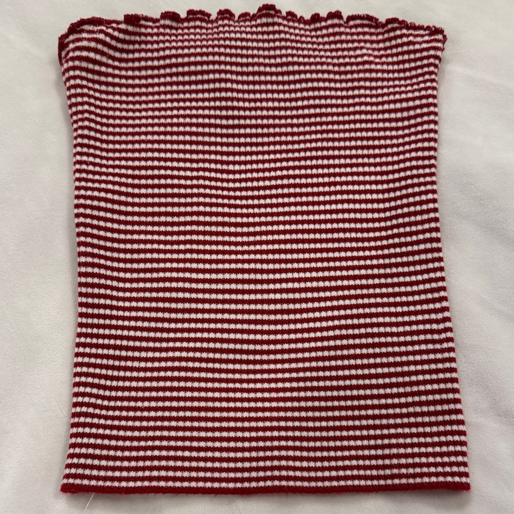 Red and White Striped Knit Tube Top